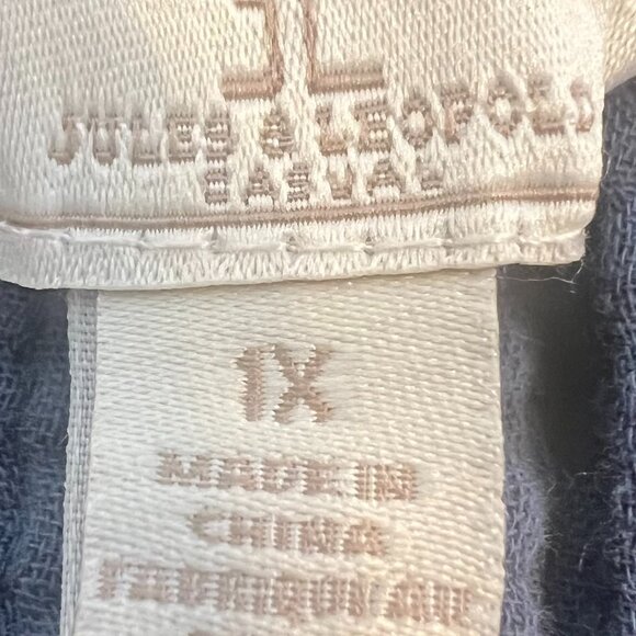 Jules & Leopold Blue Elastic Puff Sleeve Cropped Top Cute & Comfy 100% cotton 1X - Picture 5 of 10